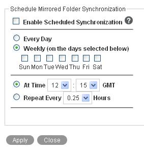 Schedule Mirrored Folder Synchronization page