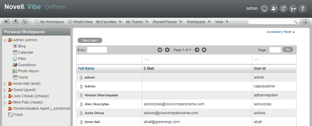 Novell Teaming User List
