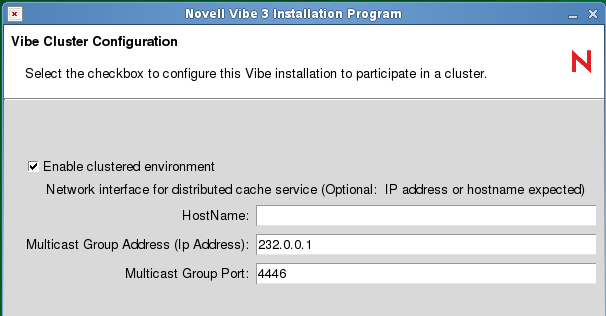 Teaming Cluster Configuration page