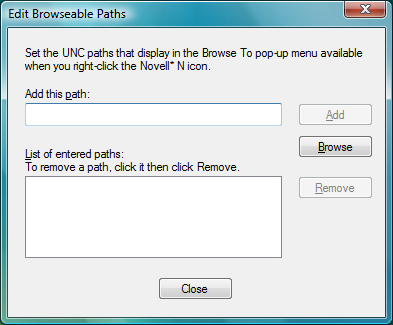 Edit Browseable Paths Dialog Box