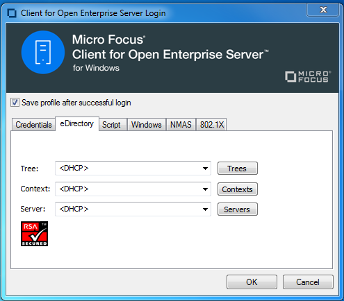 Novell Login dialog box