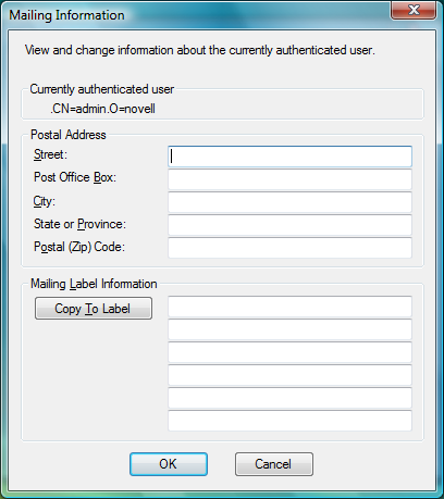 Mailing Information Dialog Box