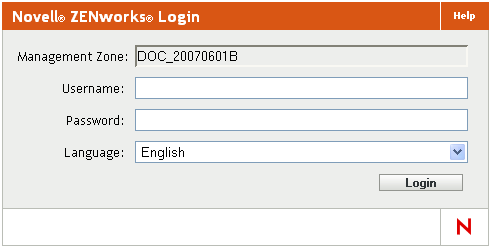 ZENworks Login dialog box