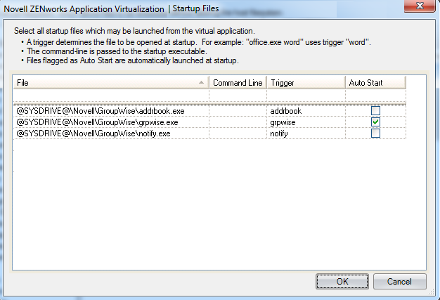 ZENworks Application Virtualization 9.0 - Startup Files List