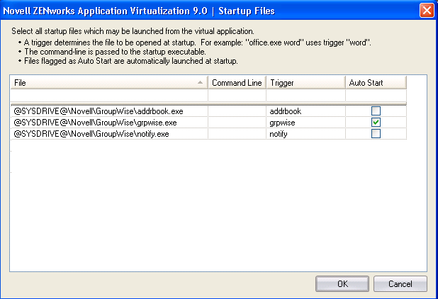 ZENworks Application Virtualization 9.0 - Startup Files List