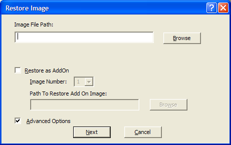 Restore Image window