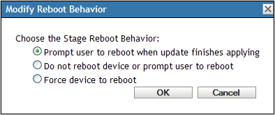 Modify Reboot Behavior dialog box