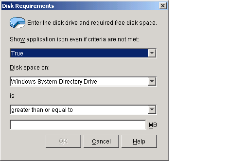Disk Requirements dialog box