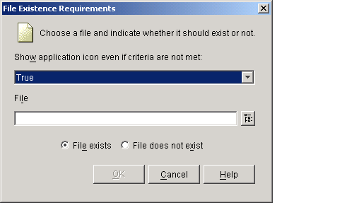 File Existence Requirements dialog box
