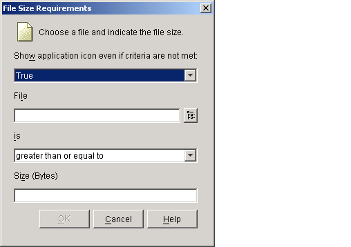 File Size Requirements dialog box