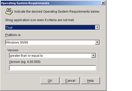 Operating System Requirements dialog box