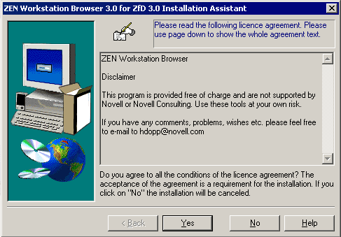 Screen shot of the License Agreement window.