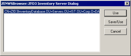Screen shot of the ZfD3 Inventory Server dialog box.