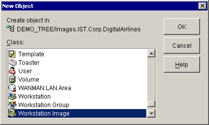 Screen shot of the New Object dialog box in eDirectory.
