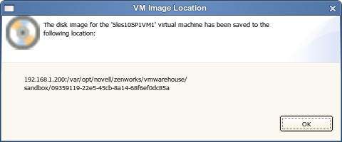 VM Image Location Dialog Box