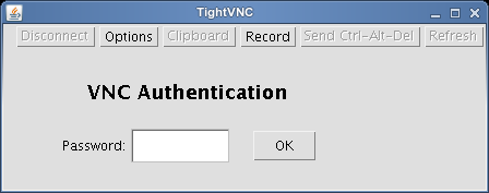 VNC Authentication Dialog Box