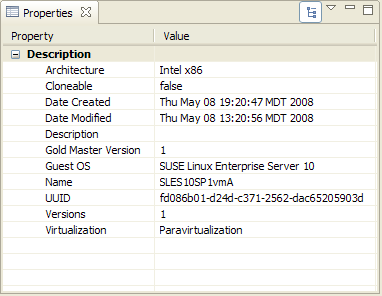 Properties Section of the ZENworks VM Management Console