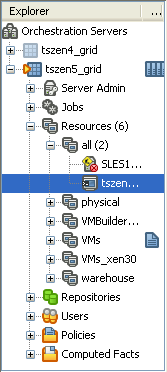 Explorer Section of the ZENworks VM Management Console