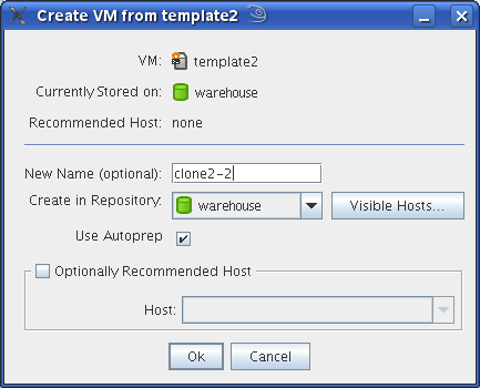 Create VM Template Dialog Box (Linux)