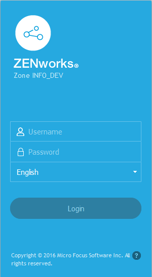 ZENworks Control Center login dialog box