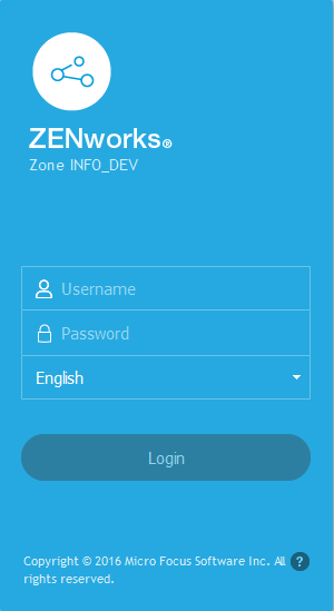 ZENworks Login dialog box