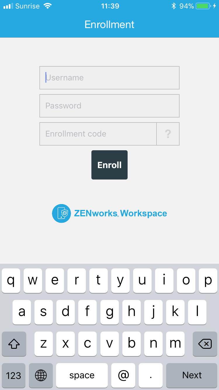 iOS enrollment view