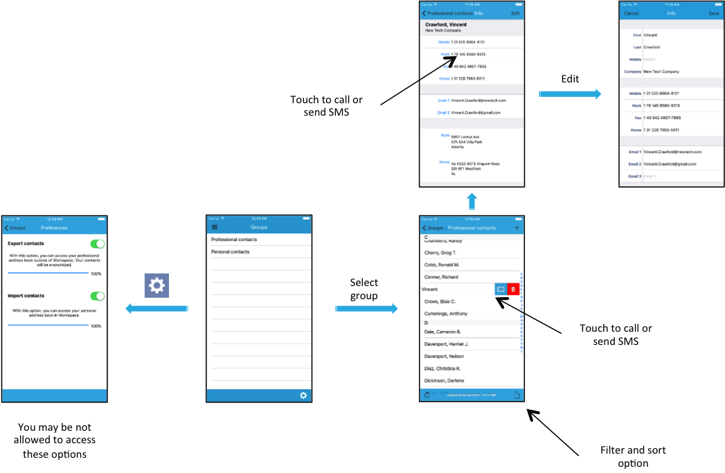quick workspace contacts