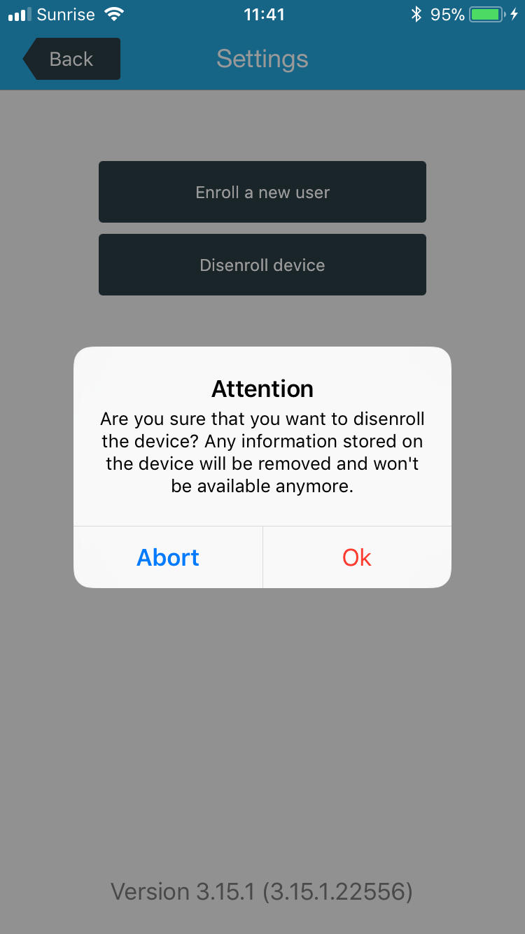 iOS disenroll action alert