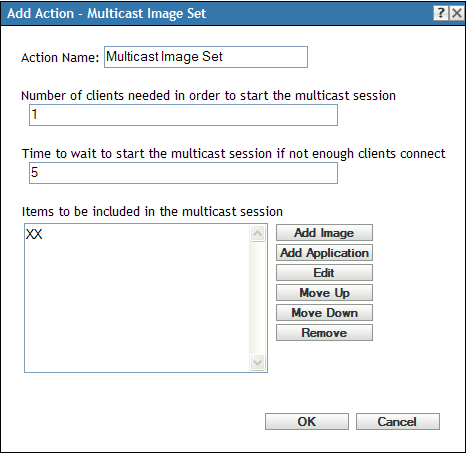 Add/Edit Action - Muticast Image Set