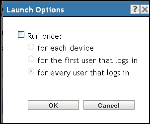 Action Set Options - Launch Options Dialog Box