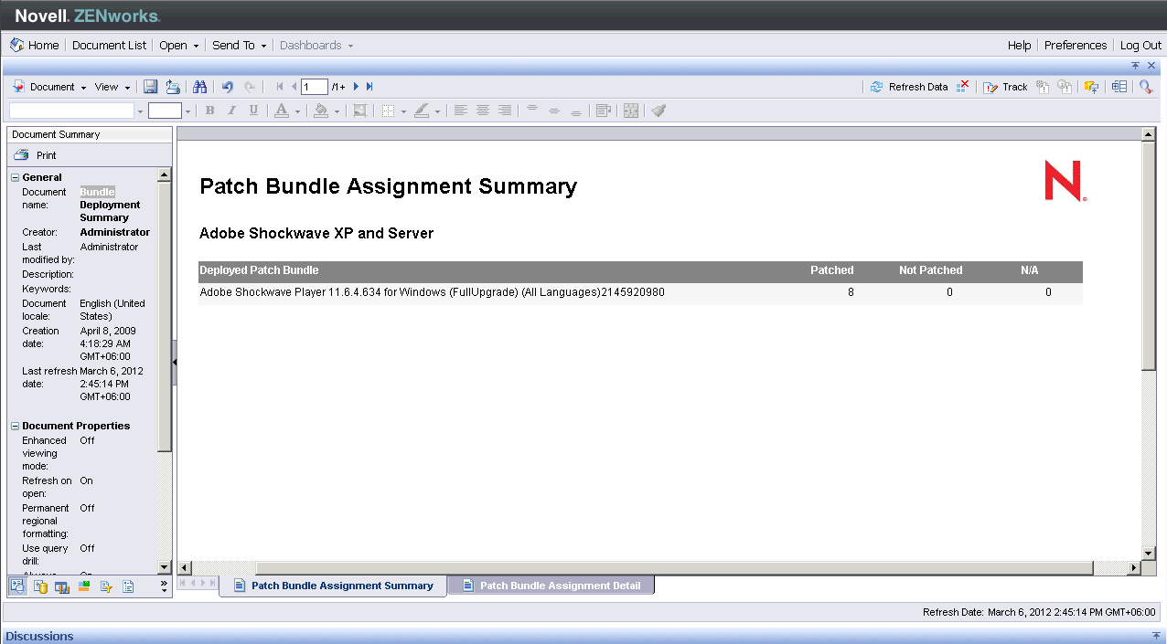 Bundle assign summary