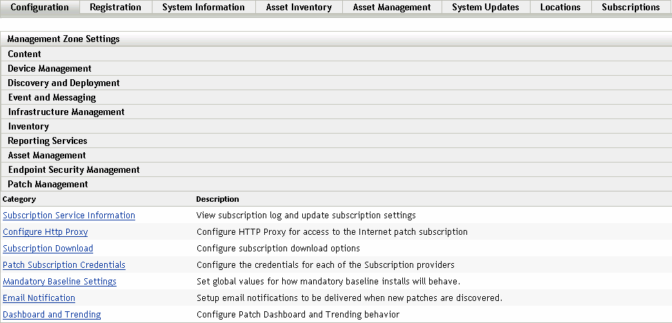 Configuration Tab, Patch Management Section