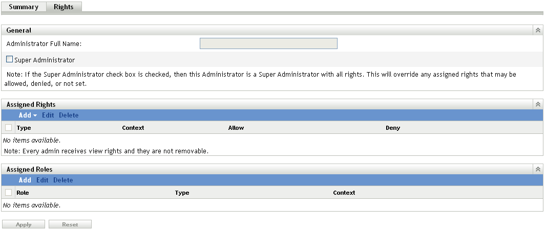 Administrator Account Details
