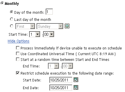 Panel with all monthly deployment options