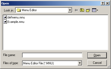 List of existing menu files