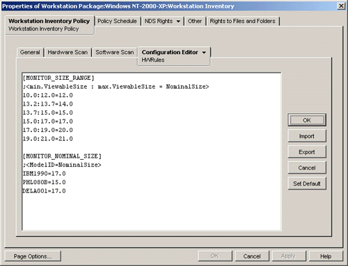 Configuring the HWRules.ini file in the Workstation Inventory dialog box