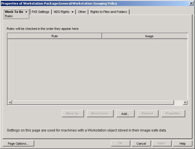 The Workstation Imaging policy's Rules page.