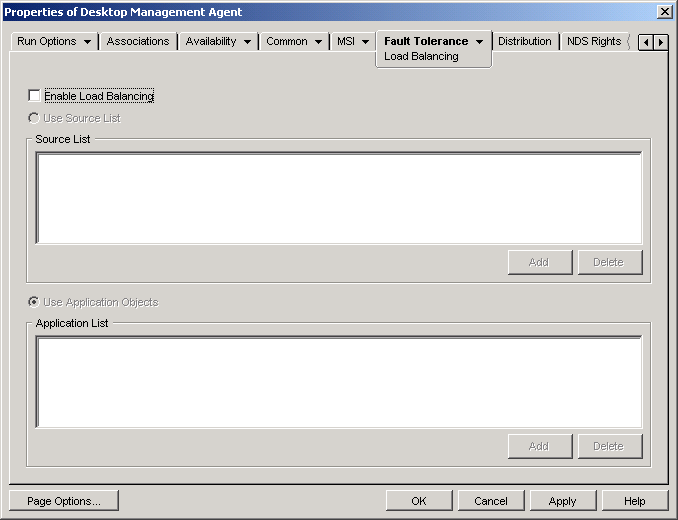 MSI Application object Load Balancing page
