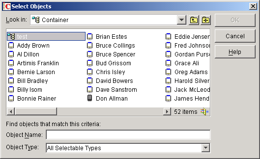 Select Objects dialog box