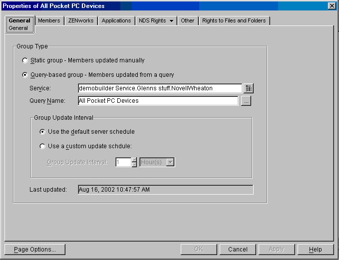 Properties of Group dialog box with the General page displayed