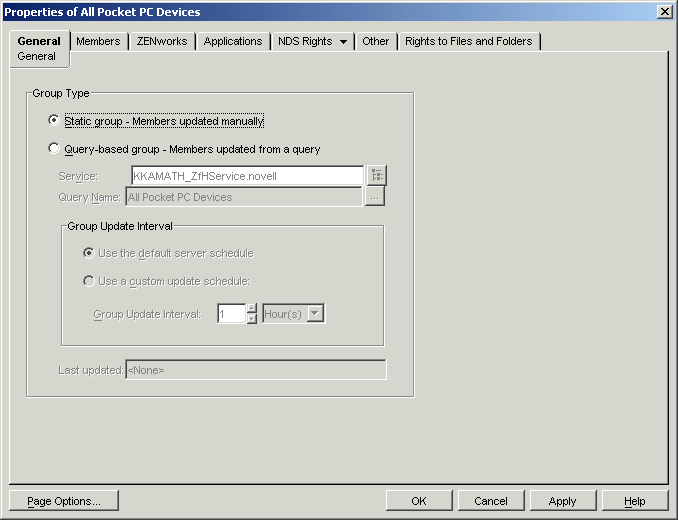 Properties of Group dialog box with the General page displayed