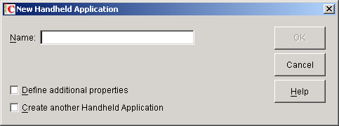 New Handheld Application dialog box.