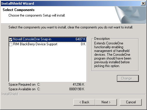 Select Components page