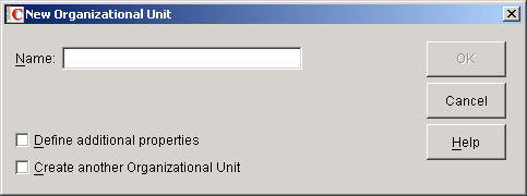 New Organization Unit dialog box