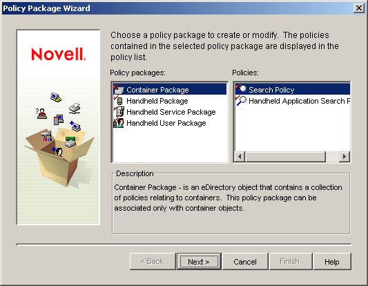 Policy Package Wizard page