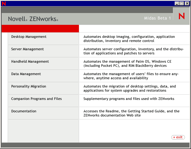 ZENworks Install screen.