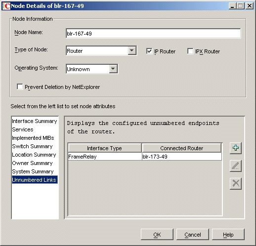 Unnumbered Links tab