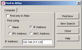Find In Atlas dialog box