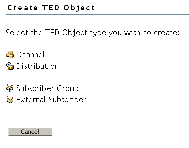 Create TED Object dialog box