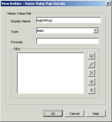 Name-Value Pairs Details dialog box